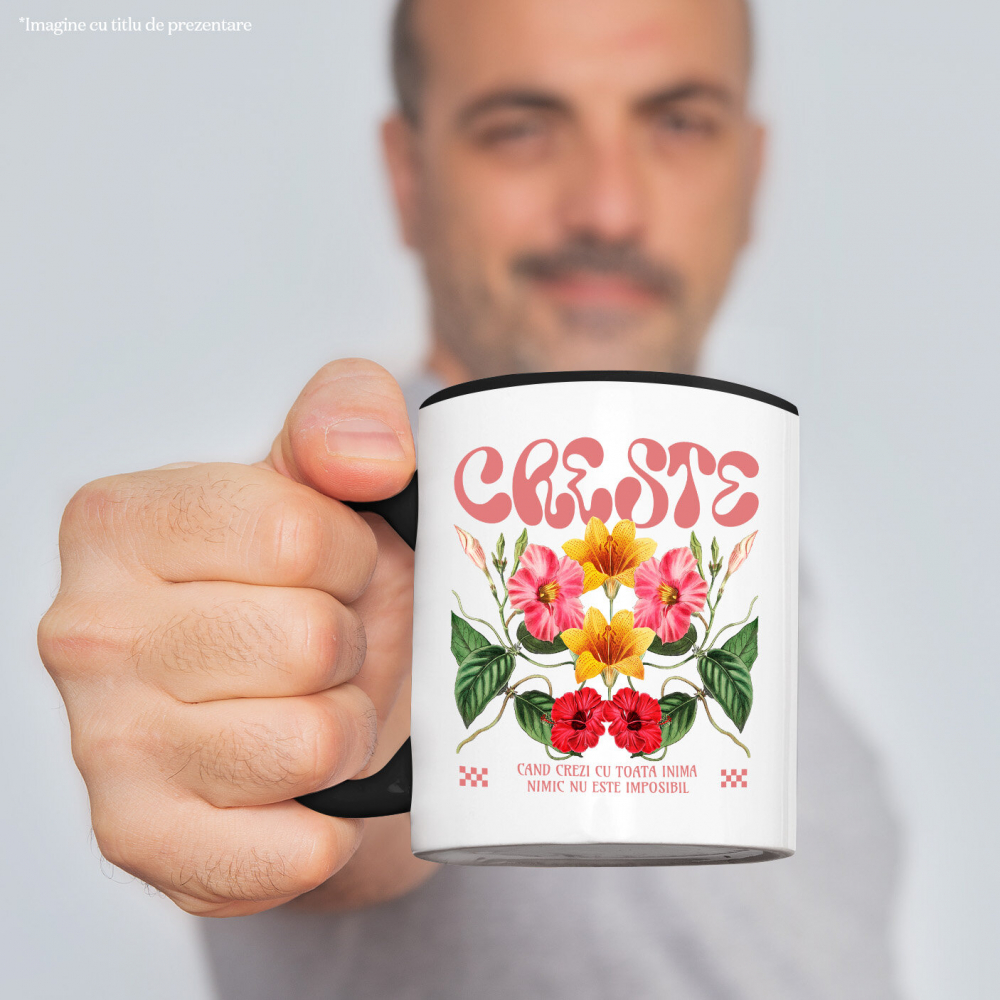 Cana Personalizata Flori Colorate cu Mesaj de Speranță | Nimic Nu Este Imposibil - Cadou Personalizat [2]