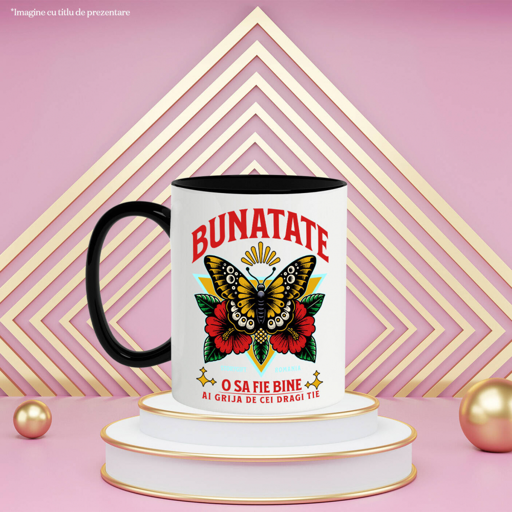 Cana Personalizata Fluture Colorat și Flori Colorate - Mesaj de Bunătate pentru Cadouri Personalizate [3]
