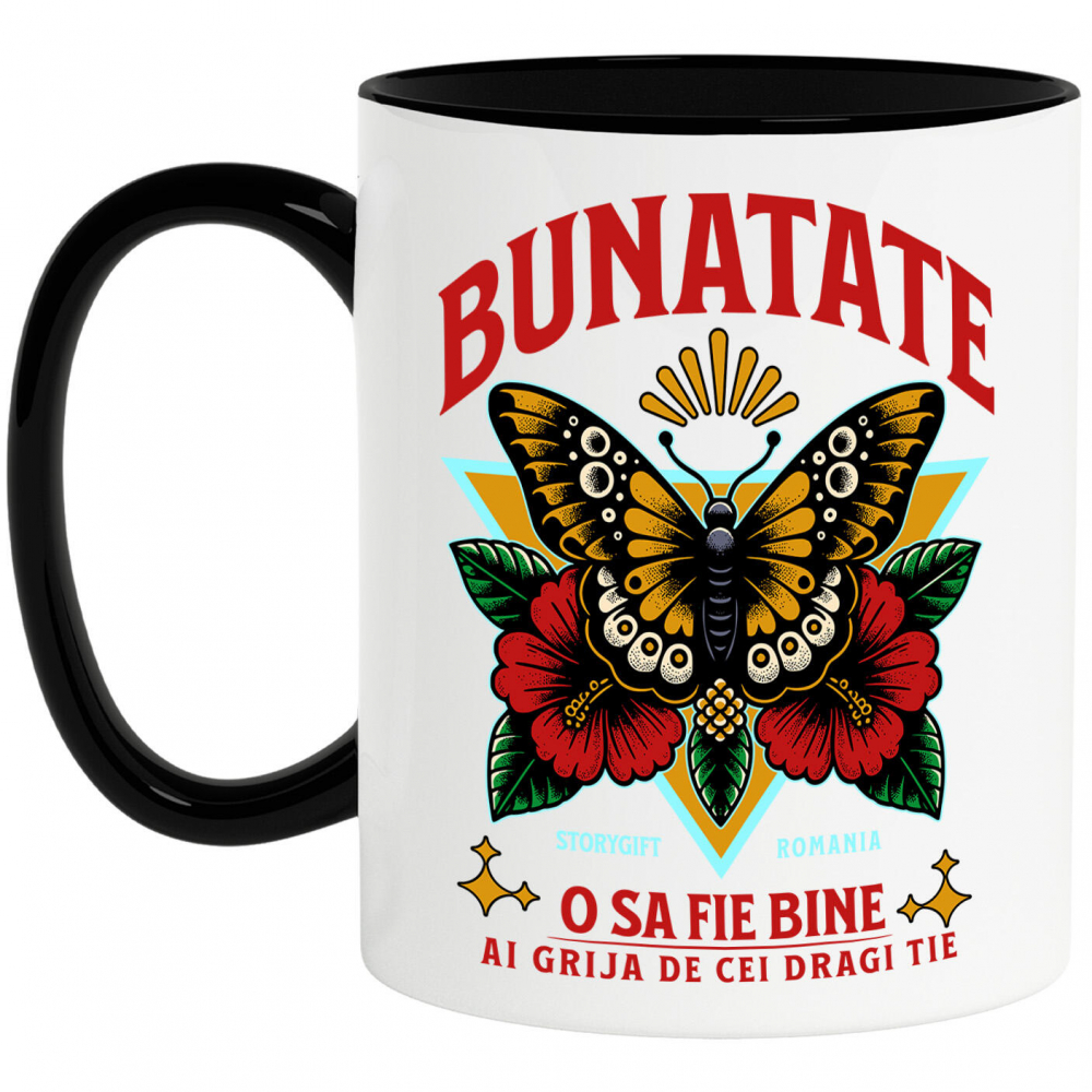 Cana Personalizata Fluture Colorat și Flori Colorate - Mesaj de Bunătate pentru Cadouri Personalizate [1]