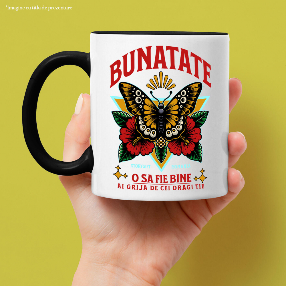 Cana Personalizata Fluture Colorat și Flori Colorate - Mesaj de Bunătate pentru Cadouri Personalizate [2]