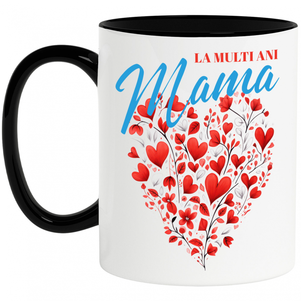 Cana Personalizata Decor Inimă din Flori - „La Multi Ani Mama” | Cadou Ziua Mamei [1]