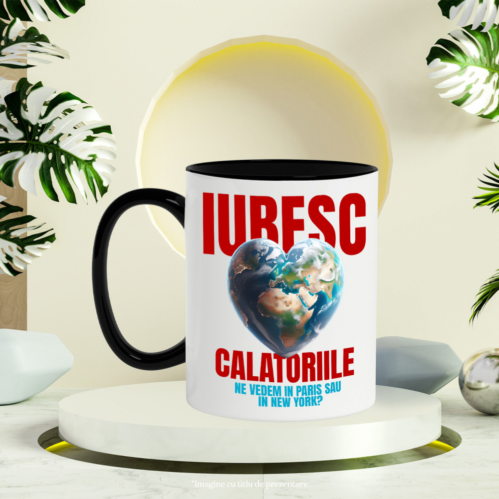 Cana Personalizata "Glob pământesc personalizat – Iubesc călătoriile, Paris sau New York, destinații de vis" [3]