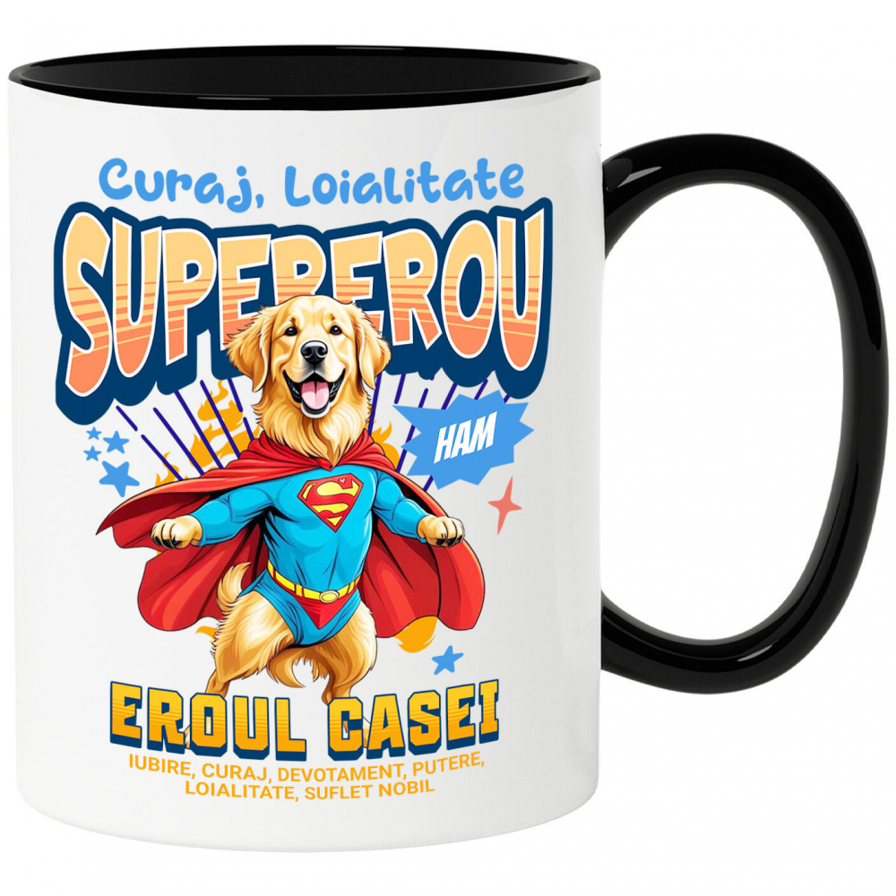 Cana Personalizata Golden Retriever în Costum de Superman – Cadouri Personalizate pentru Familie și Copii [1]