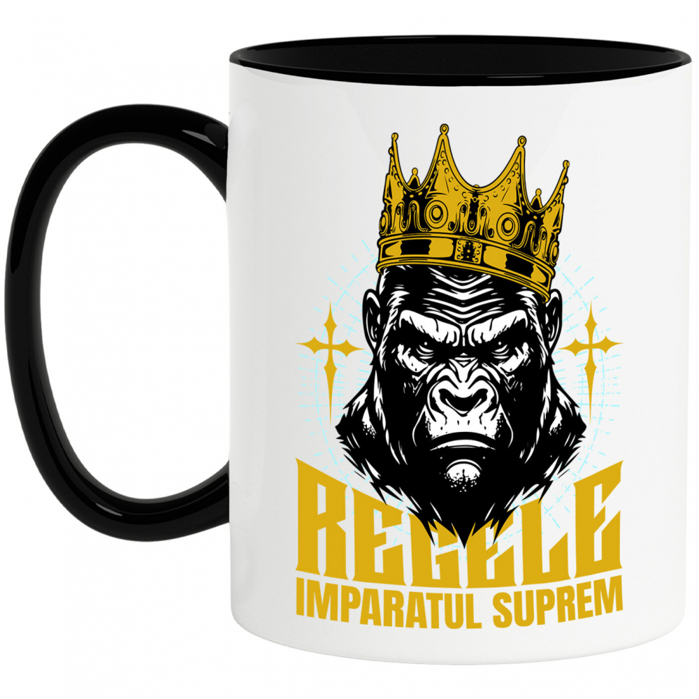 Cana Personalizata Tricou Personalizat Gorila Regală cu Coroană de Aur – Regele Imperiul Suprem | Cadou Motivational [1]