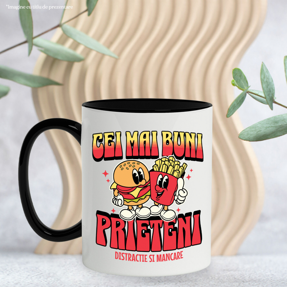 Cana Personalizata Cadouri personalizate pentru prieteni și familie - hamburger și cartofi prăjiți cu mesaj de prietenie [3]