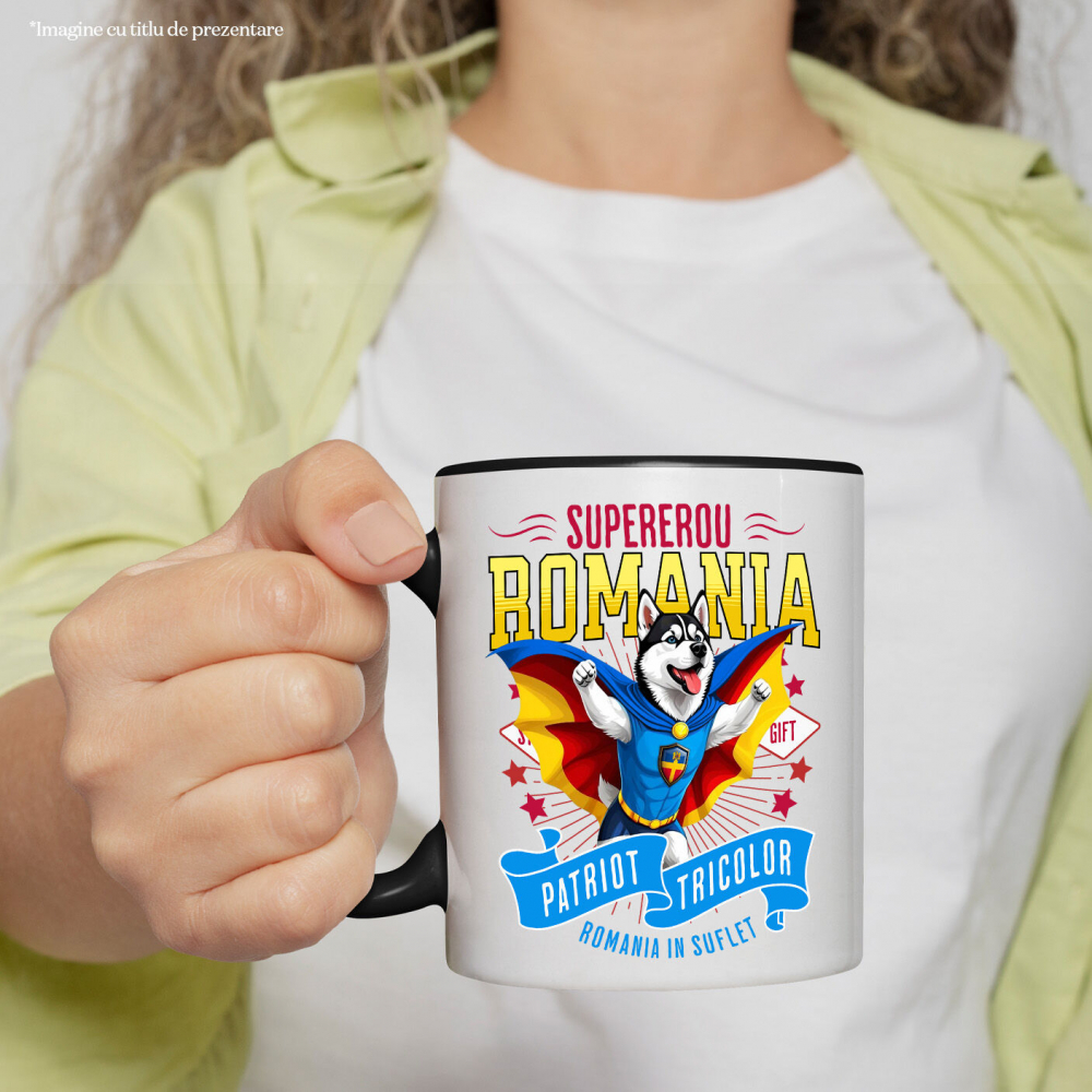 Cana Personalizata Husky Siberian în Costum de Căpitan România – Cadou Personalizat pentru Iubitorii de Câini [2]