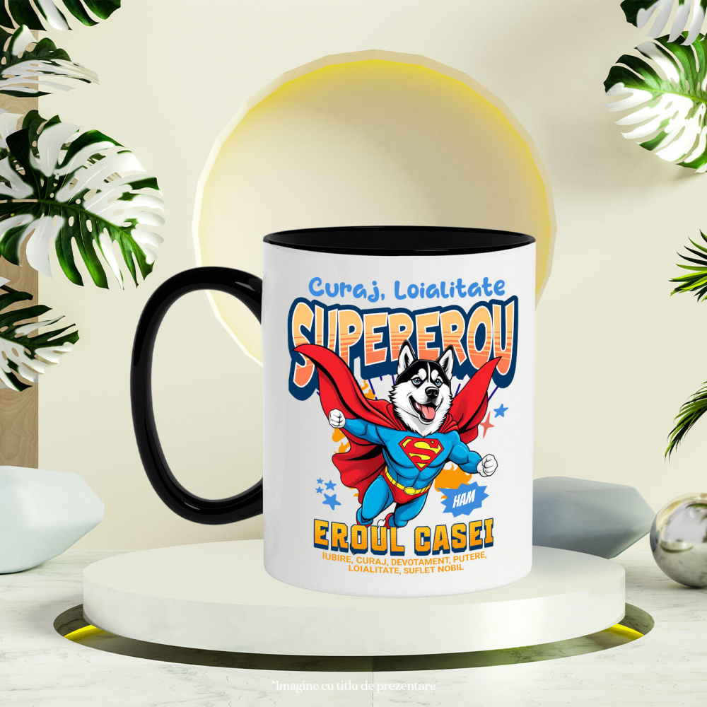 Cana Personalizata Husky Siberian în Costum de Superman – Produse Personalizate pentru Copii și Familie [3]