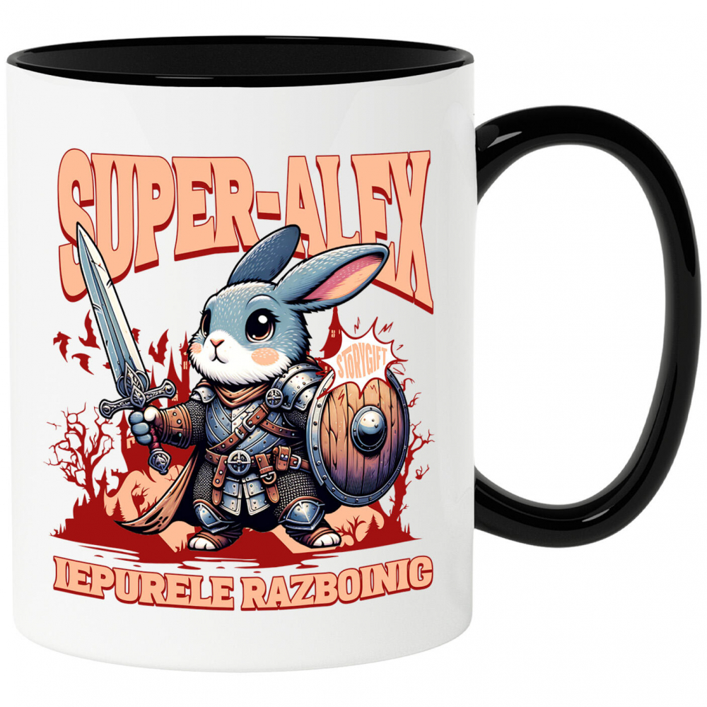 Cana Personalizata Iepure Cavaler cu Armură, Sabie și Scut - Cadou Personalizat pentru Copii [1]