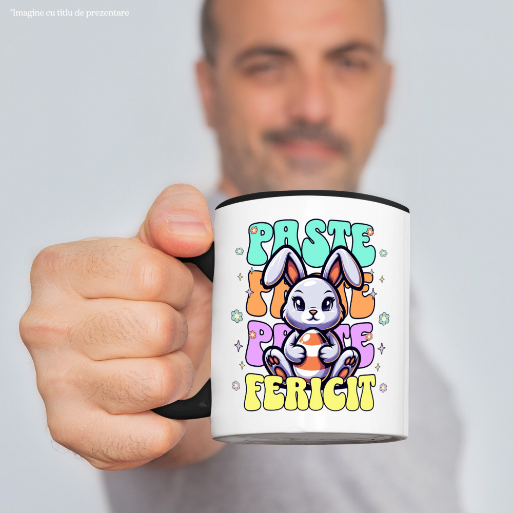 Cana Personalizata "Iepure de Paște Vesel cu Ou Colorat – Paște Fericit și Sărbători Vesele" [2]