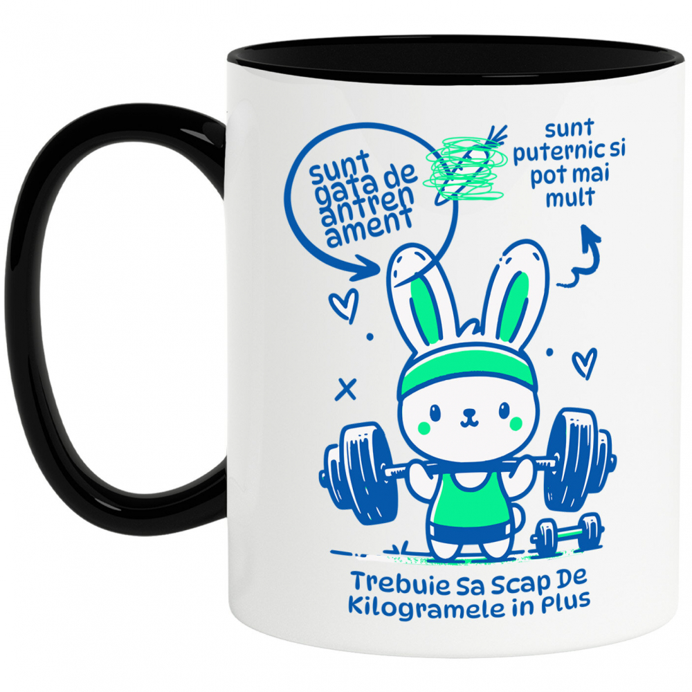 Cana Personalizata Iepure Haios La Sală – Ridicat Bară Greutăți Motivational Puternic pentru Fitness [1]