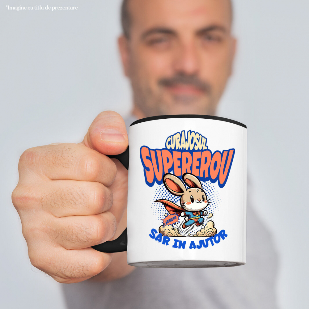 Cana Personalizata Iepure În Costum De Super Erou Cu Pelerină Roșie – Cadou Personalizat Pentru Copii [2]