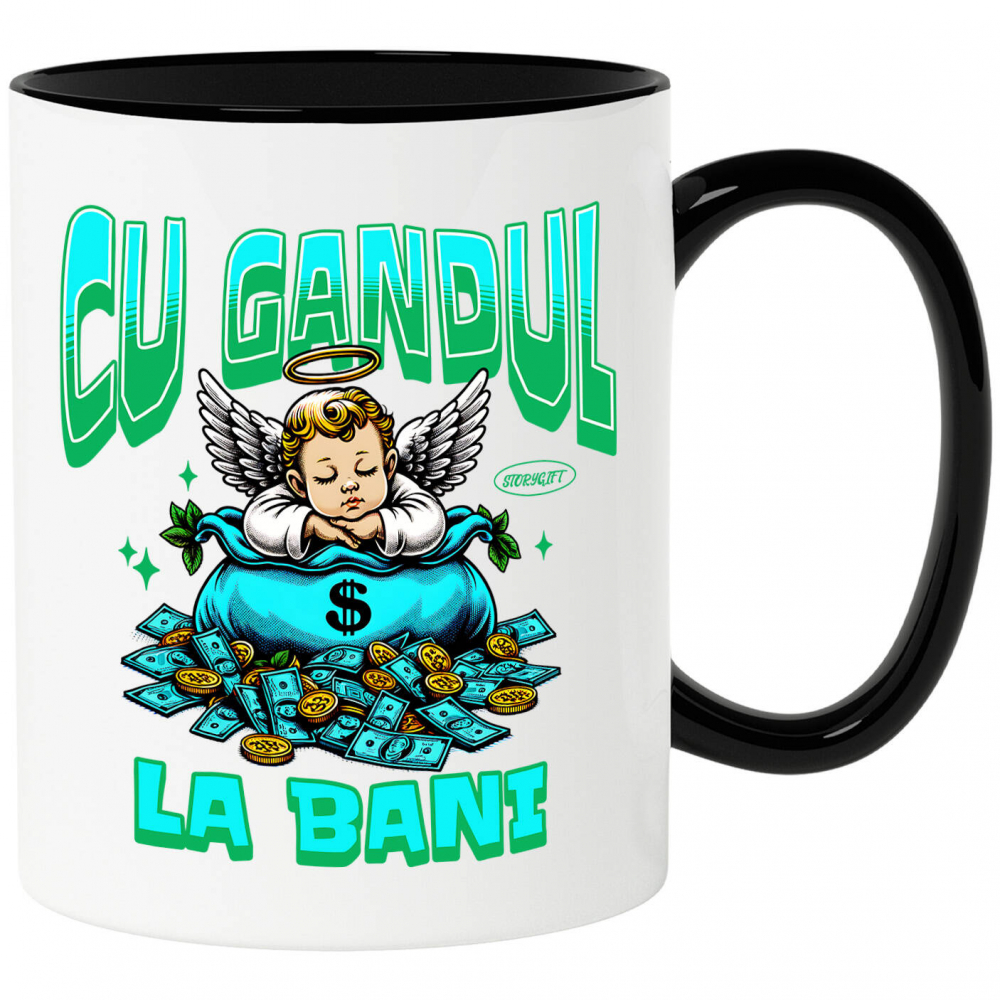 Cana Personalizata Inger Copil cu Aripi și Sac de Bani – Cadou Simbolic Financiar pentru Familie, Tati, Copii, Abundență și Succes [1]