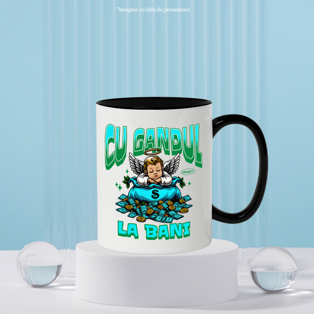 Cana Personalizata Inger Copil cu Aripi și Sac de Bani – Cadou Simbolic Financiar pentru Familie, Tati, Copii, Abundență și Succes [3]