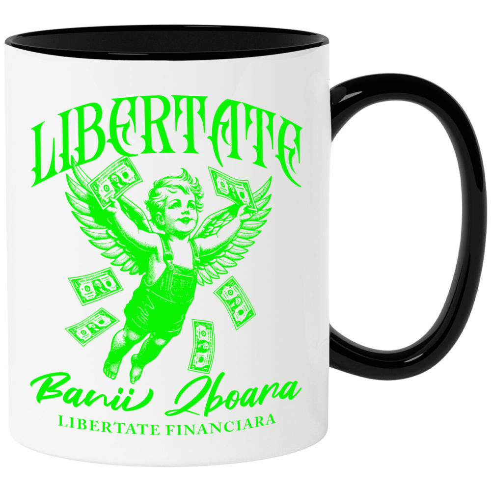 Cana Personalizata Înger Copil Zburător cu Bancnote – „Libertate Banii Zboară” – Cadou Personalizat pentru Familie, Tati, Copii, Prieteni [1]