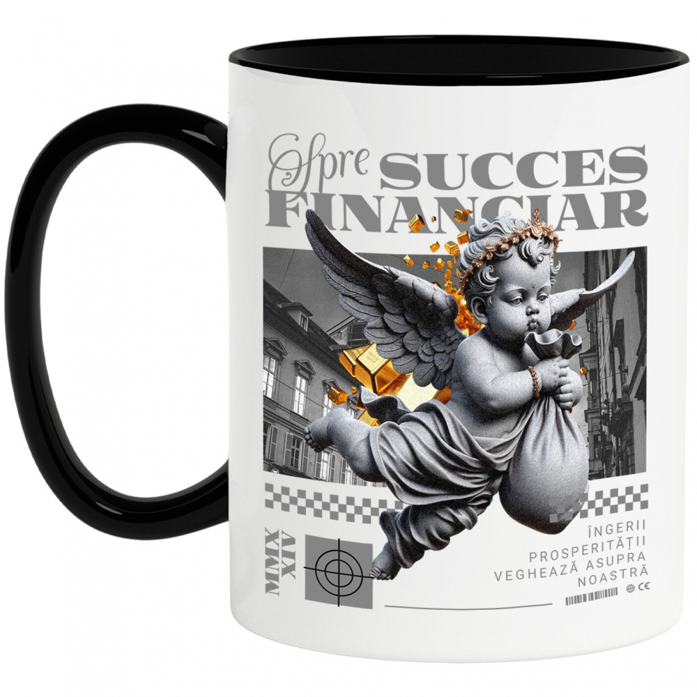 Cana Personalizata Înger cu Sac de Bani în Zbor – Statuie Motivatională „Spre Succes Financiar” – Cadou Personalizat pentru Familie, Tati, Copii, Prieteni [1]