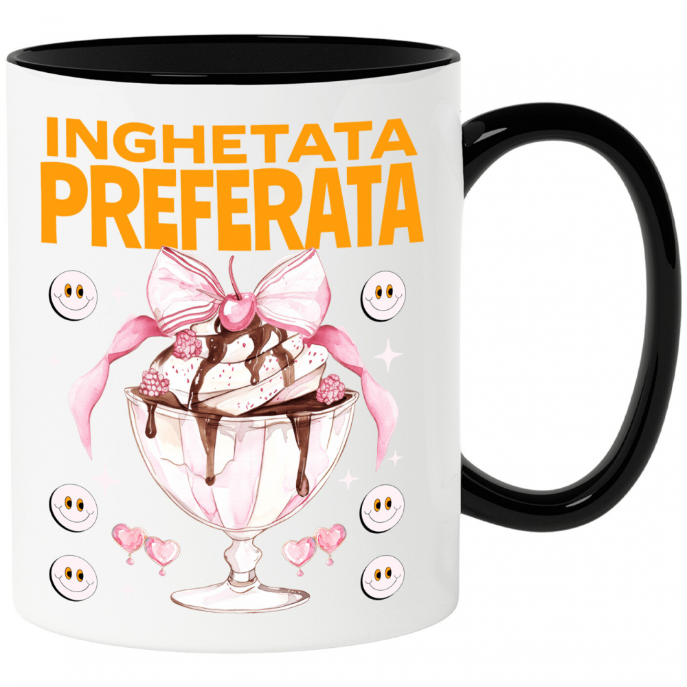 Cana Personalizata Înghețată Elegantă În Pahar Cu Funda Roz și Cireșe Smiley | Cadou Personalizat Pentru Familie și Copii [1]