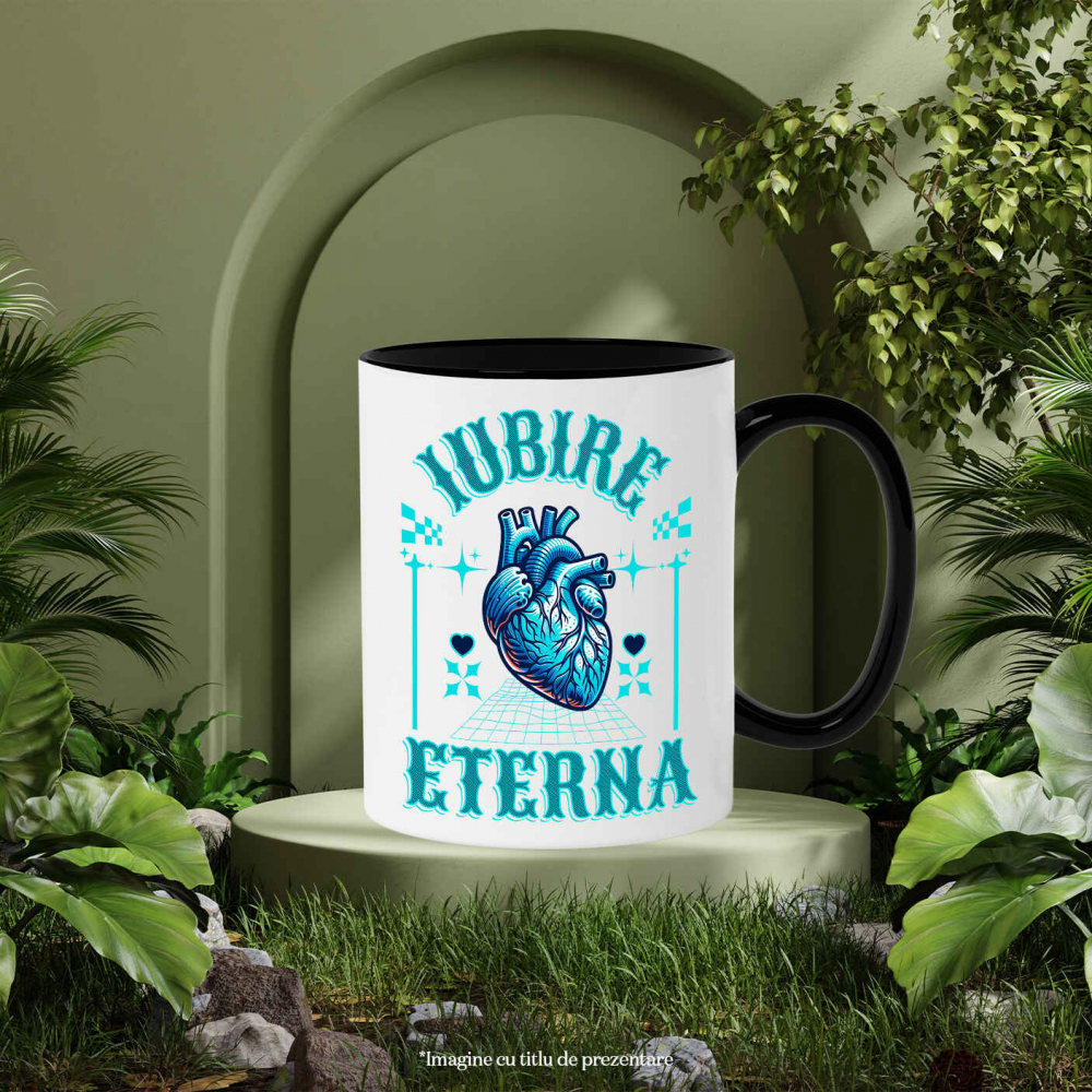 Cana Personalizata Inima Anatomica cu Text „Iubire Eterna” - Cadou Personalizat de Valentine's Day [3]