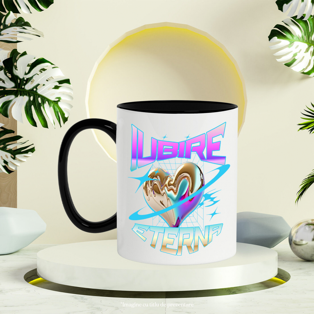 Cana Personalizata „Inima Bizară Strălucitoare Metalică - Cadou Personalizat „Iubire Eterna” pentru Ziua Îndrăgostiților, Familie, Copii și Prieteni” [3]