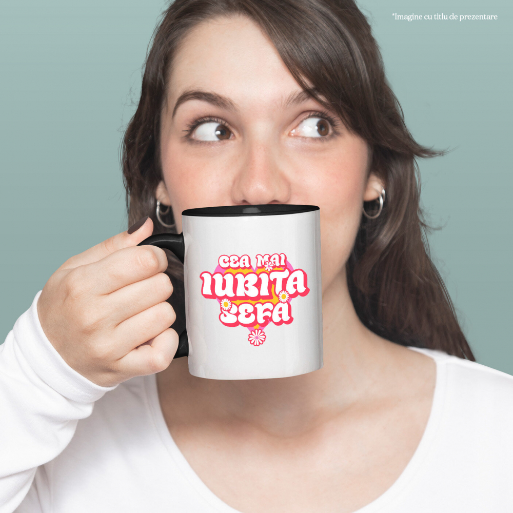 Cana Personalizata Inimă Colorată cu Flori – Mesaj Haios în Română [2]