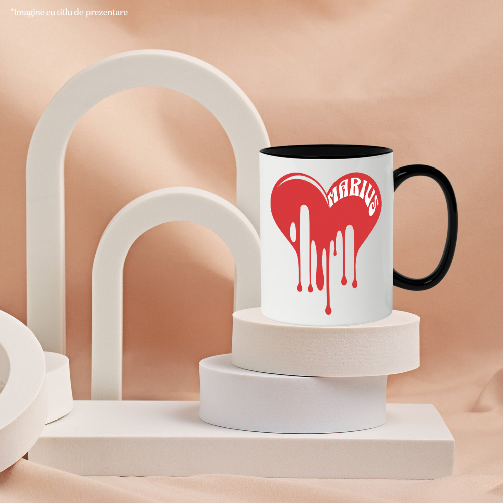 Cana Personalizata Inimă Curgătoare cu Nume „Marius” – Cadou Personalizat de Valentine's Day pentru Iubitul Tău [3]