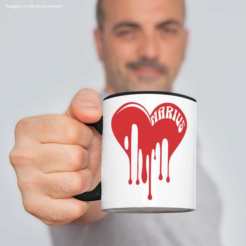 Cana Personalizata Inimă Curgătoare cu Nume „Marius” – Cadou Personalizat de Valentine's Day pentru Iubitul Tău [2]