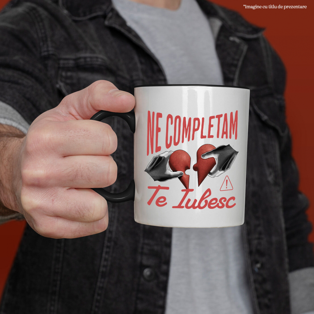 Cana Personalizata Inimă Răpită Stil Puzzle „Ne Completăm, Te Iubesc” – Cadou Personalizat pentru Valentine's Day [2]