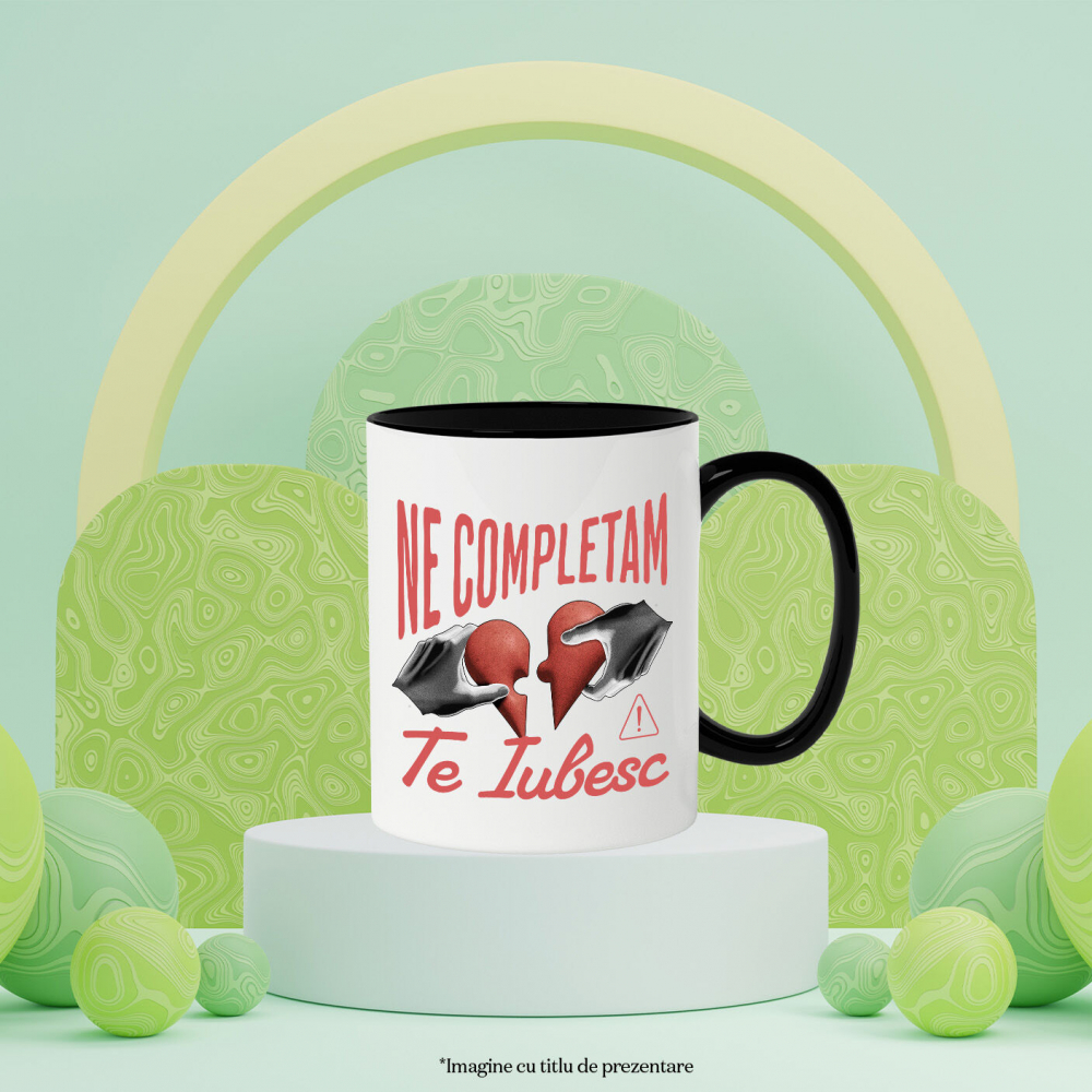 Cana Personalizata Inimă Răpită Stil Puzzle „Ne Completăm, Te Iubesc” – Cadou Personalizat pentru Valentine's Day [3]