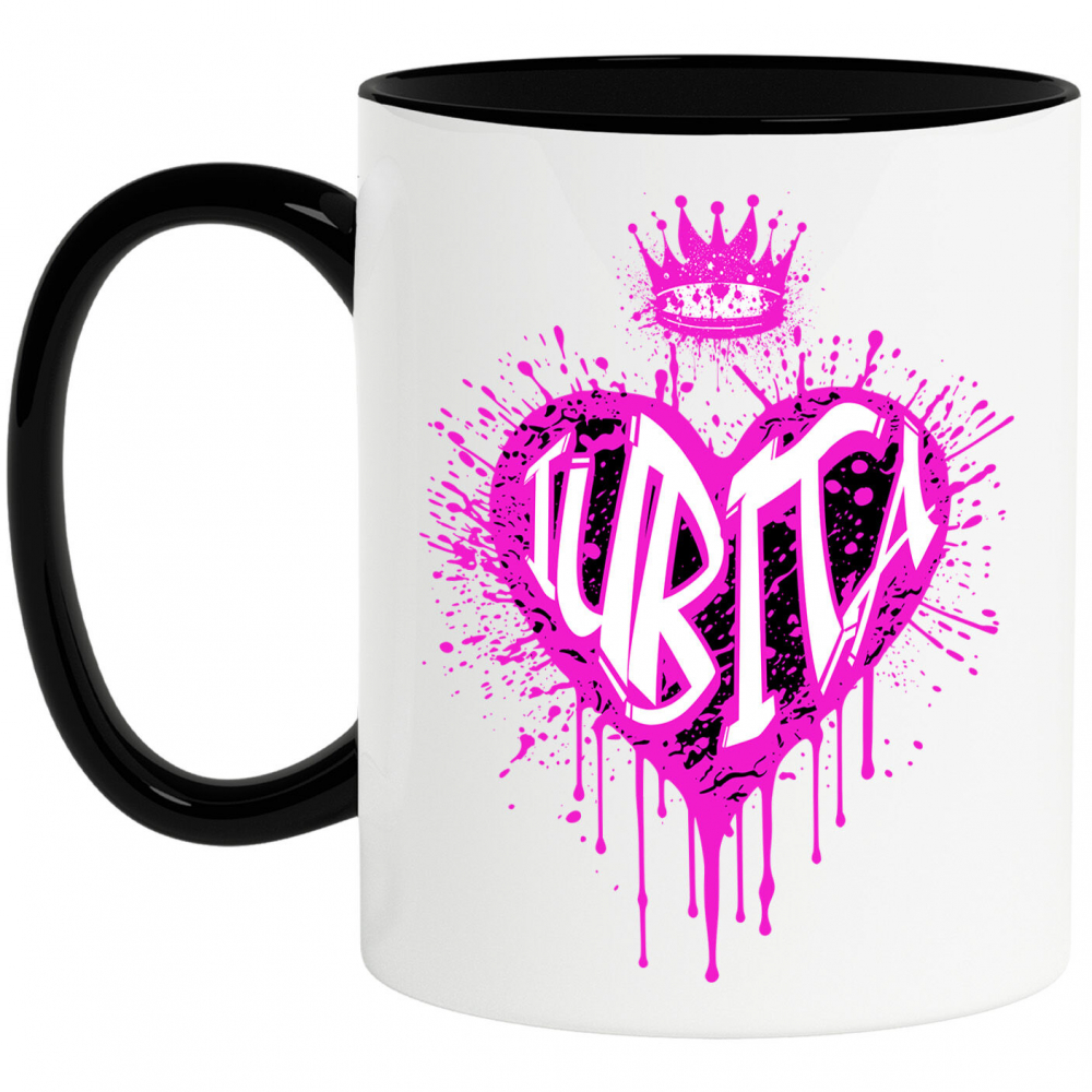 Cana Personalizata Cadou personalizat pentru iubita - Inima Stil Graffiti cu Coroana, Valentine's Day [1]