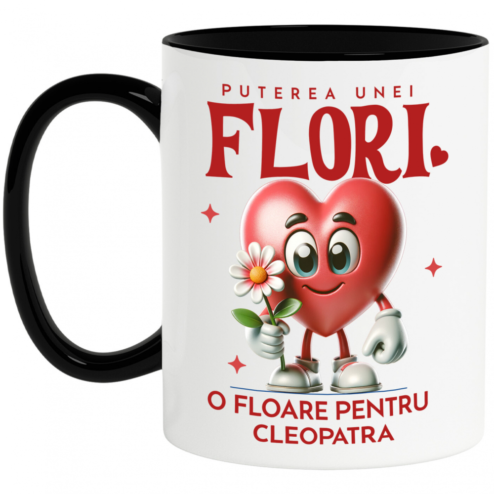 Cana Personalizata „Inima Veselă cu Floare - Cadou Personalizat „Puterea unei Flori” pentru Familie, Copii și Prieteni” [1]