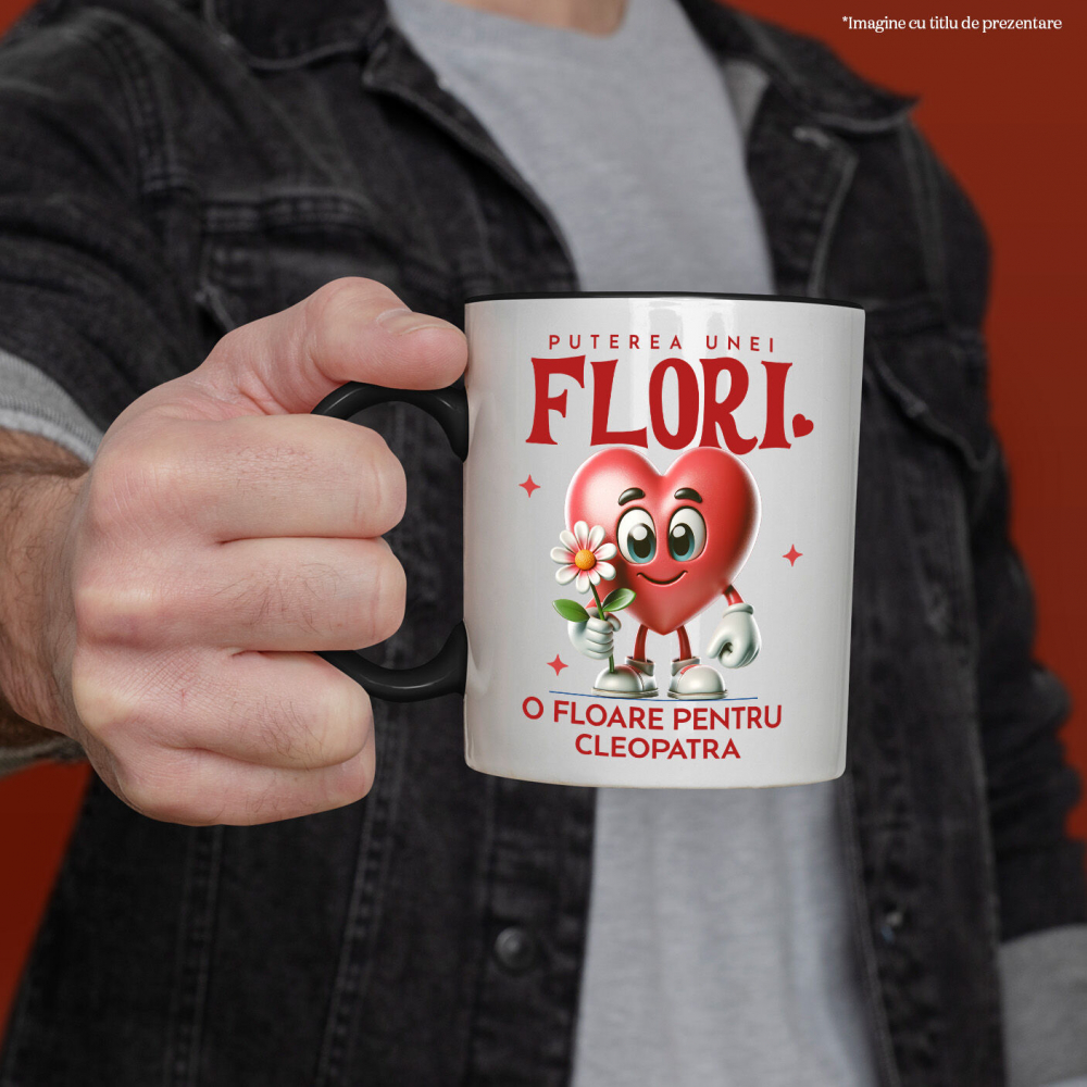 Cana Personalizata „Inima Veselă cu Floare - Cadou Personalizat „Puterea unei Flori” pentru Familie, Copii și Prieteni” [2]