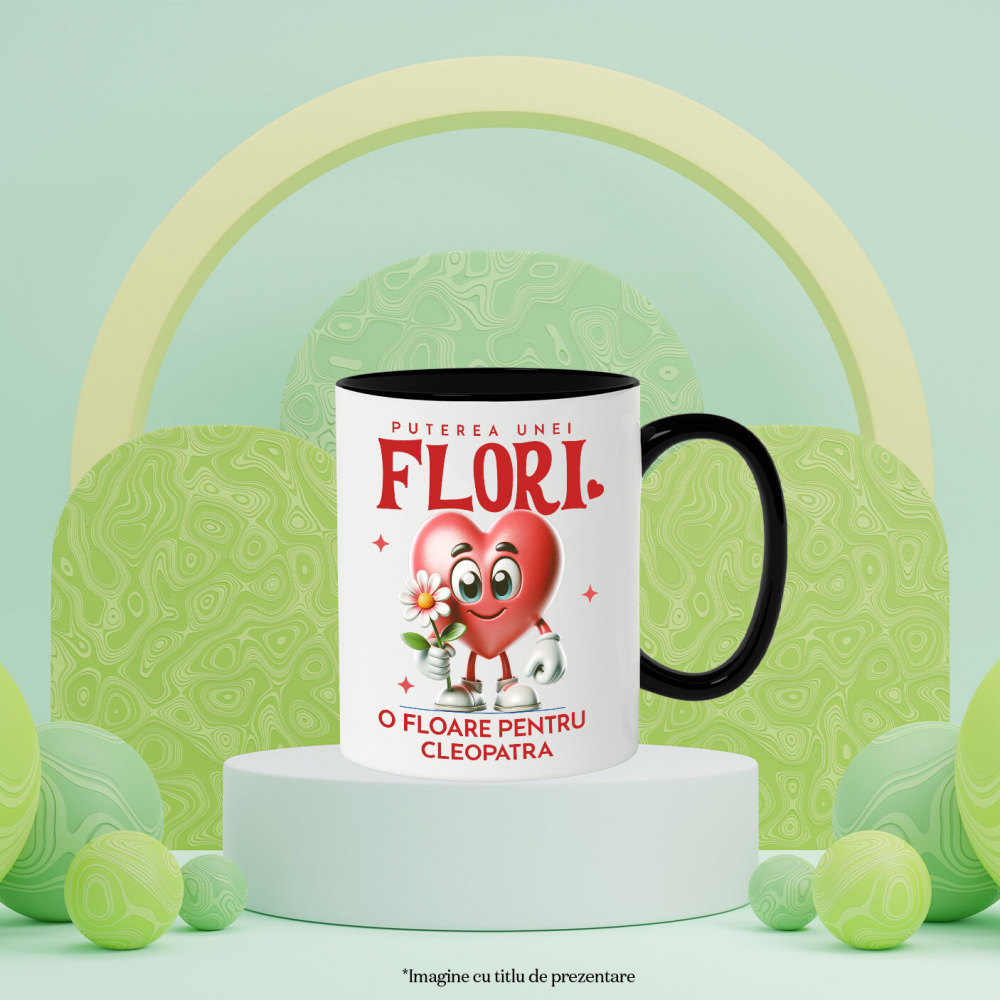 Cana Personalizata „Inima Veselă cu Floare - Cadou Personalizat „Puterea unei Flori” pentru Familie, Copii și Prieteni” [3]