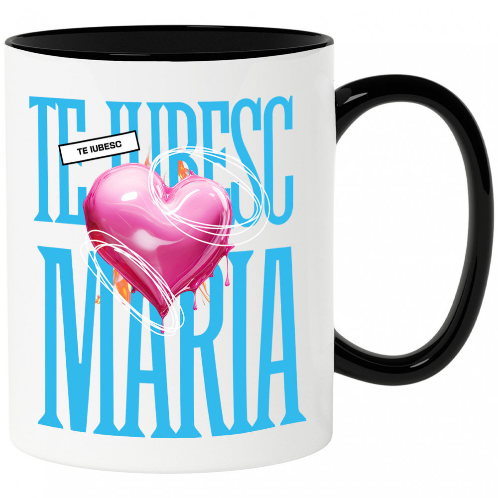 Cana Personalizata „Mesaj Romantic Cu Inima Zburătoare - Cadou Personalizat „Te Iubesc Maria” pentru Familie, Copii și Prieteni de Valentine's Day” [1]
