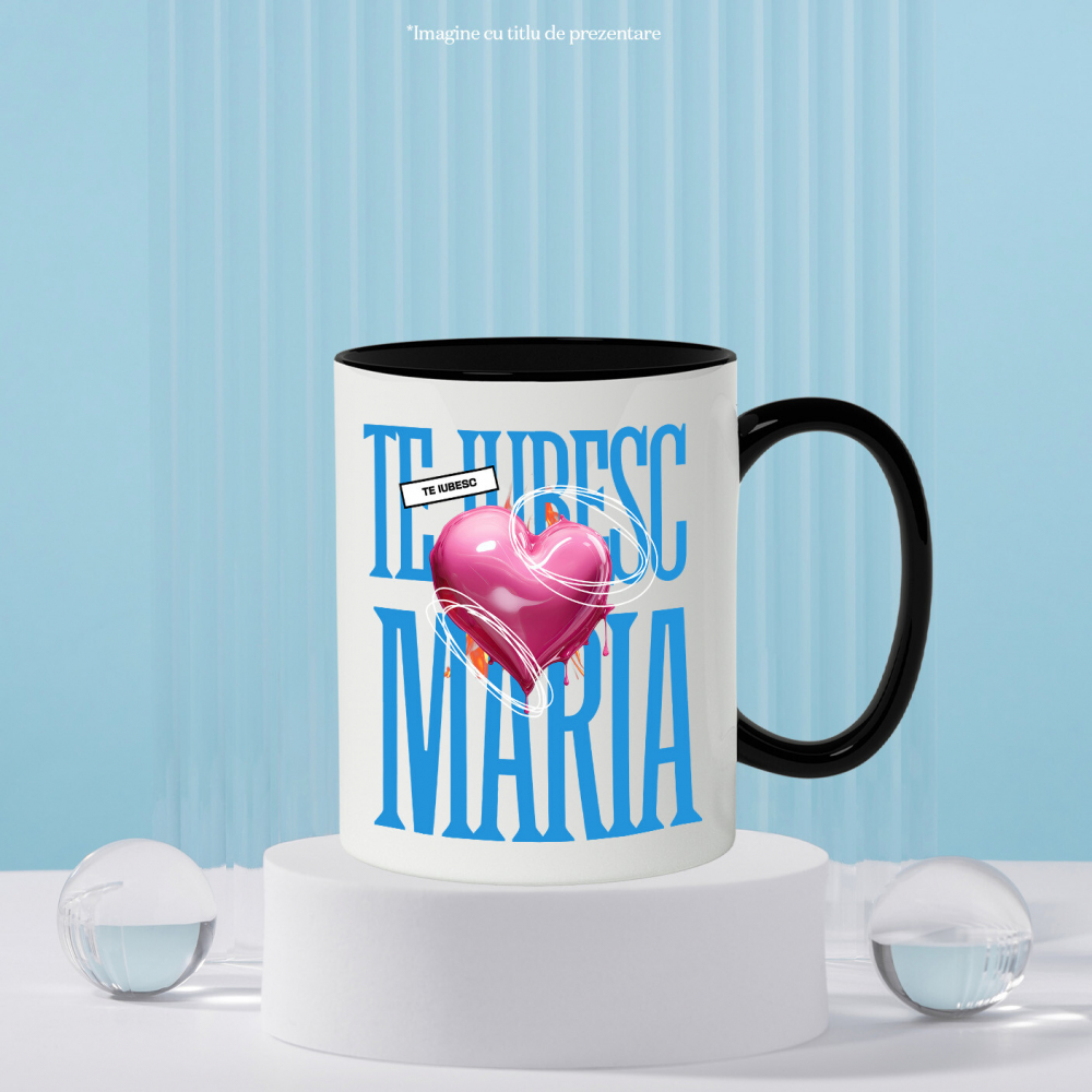 Cana Personalizata „Mesaj Romantic Cu Inima Zburătoare - Cadou Personalizat „Te Iubesc Maria” pentru Familie, Copii și Prieteni de Valentine's Day” [3]