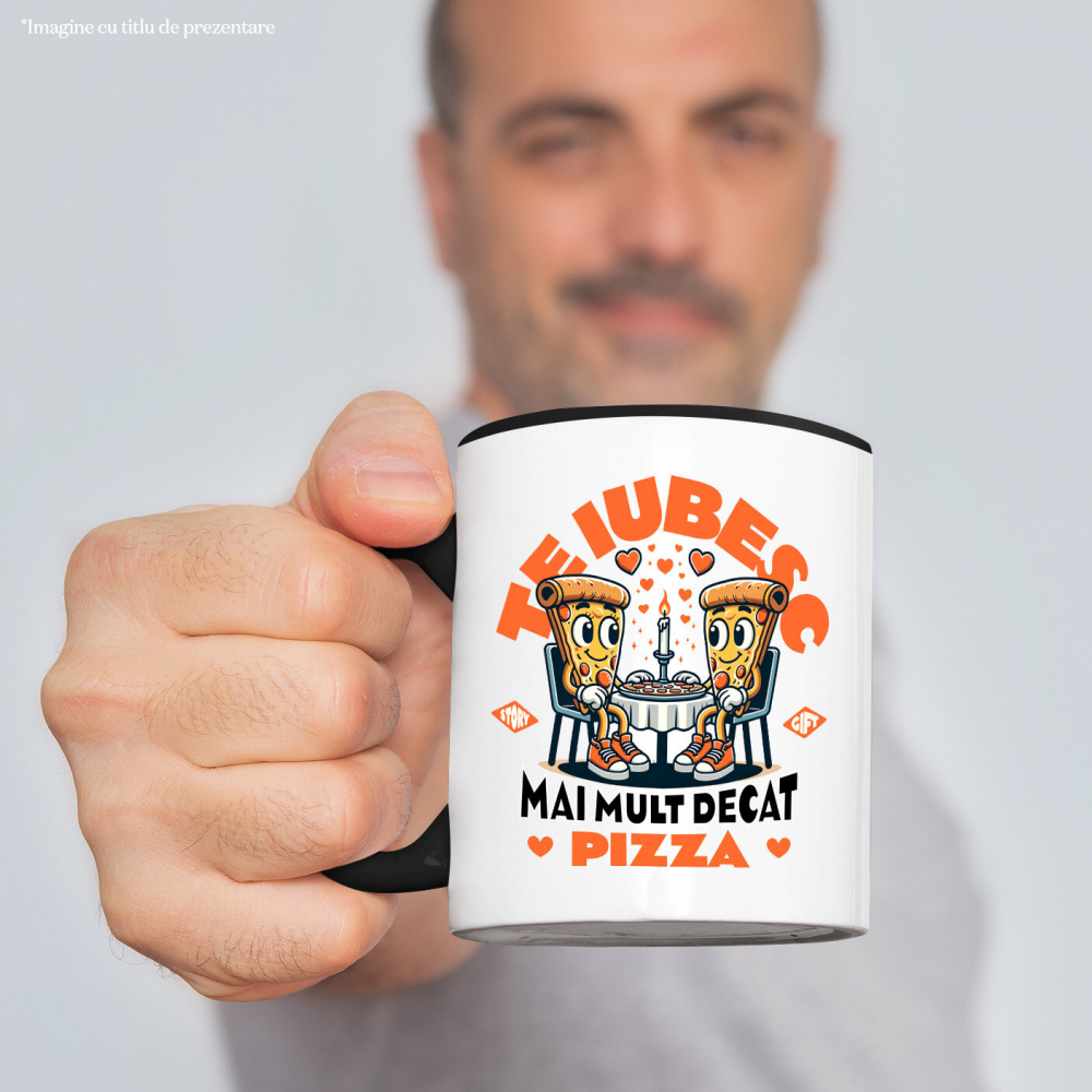 Cana Personalizata „Întâlnire Romantică Felii De Pizza - Cadou Personalizat „Te Iubesc Mai Mult Decât Pizza” pentru Familie, Copii și Prieteni de Valentine’s Day” [2]