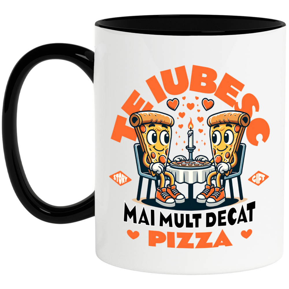 Cana Personalizata „Întâlnire Romantică Felii De Pizza - Cadou Personalizat „Te Iubesc Mai Mult Decât Pizza” pentru Familie, Copii și Prieteni de Valentine’s Day” [1]