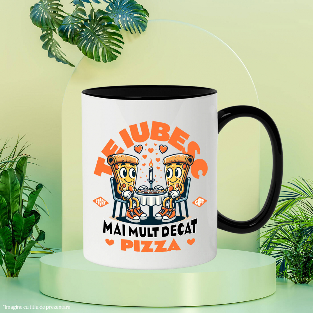 Cana Personalizata „Întâlnire Romantică Felii De Pizza - Cadou Personalizat „Te Iubesc Mai Mult Decât Pizza” pentru Familie, Copii și Prieteni de Valentine’s Day” [3]