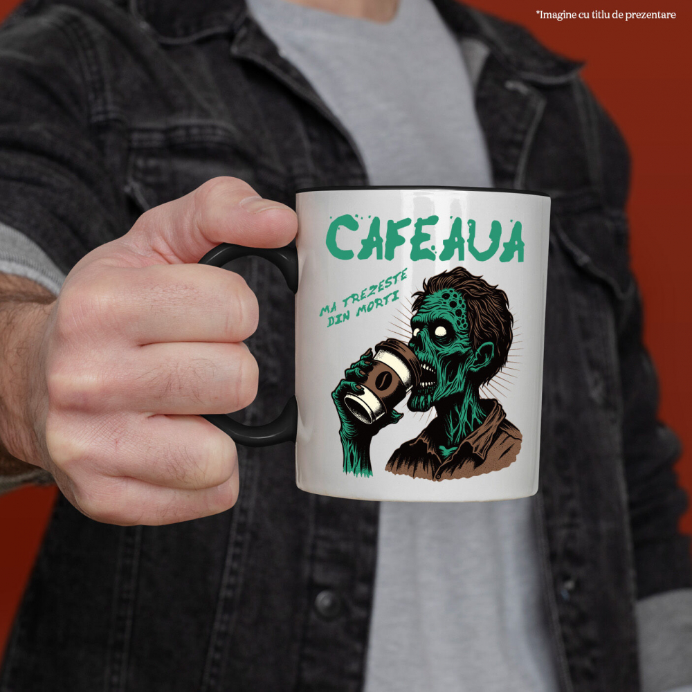 Cana Personalizata Zombie Halloween - Design Înfricoșător și Amuzant cu Cafea - Cadouri Personalizate [2]