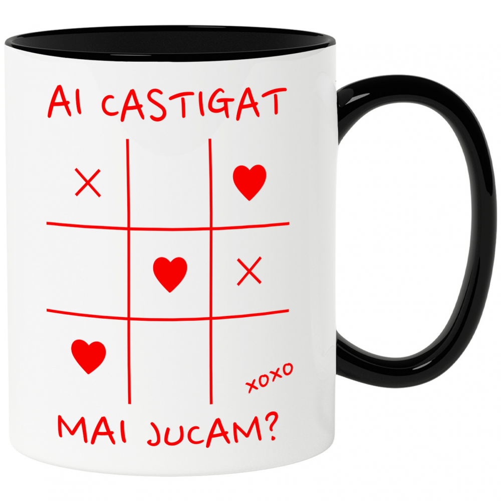 Cana Personalizata Joc Haios X și 0 Personalizat cu Mesaj „Ai Câștigat, Mai Jucăm” - Cadou de Dragoste [1]