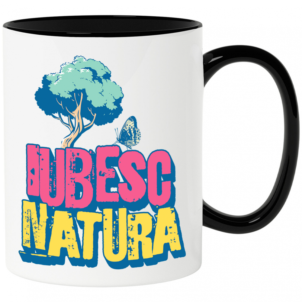 Cana Personalizata "Iubesc Natura – Copac Verde și Fluturi Colorați, Hobby Natural" [1]