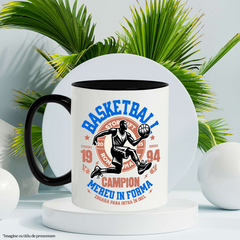 Cana Personalizata Minge Baschet Motivational – Campion și Joc În Echipa Sportivă [3]