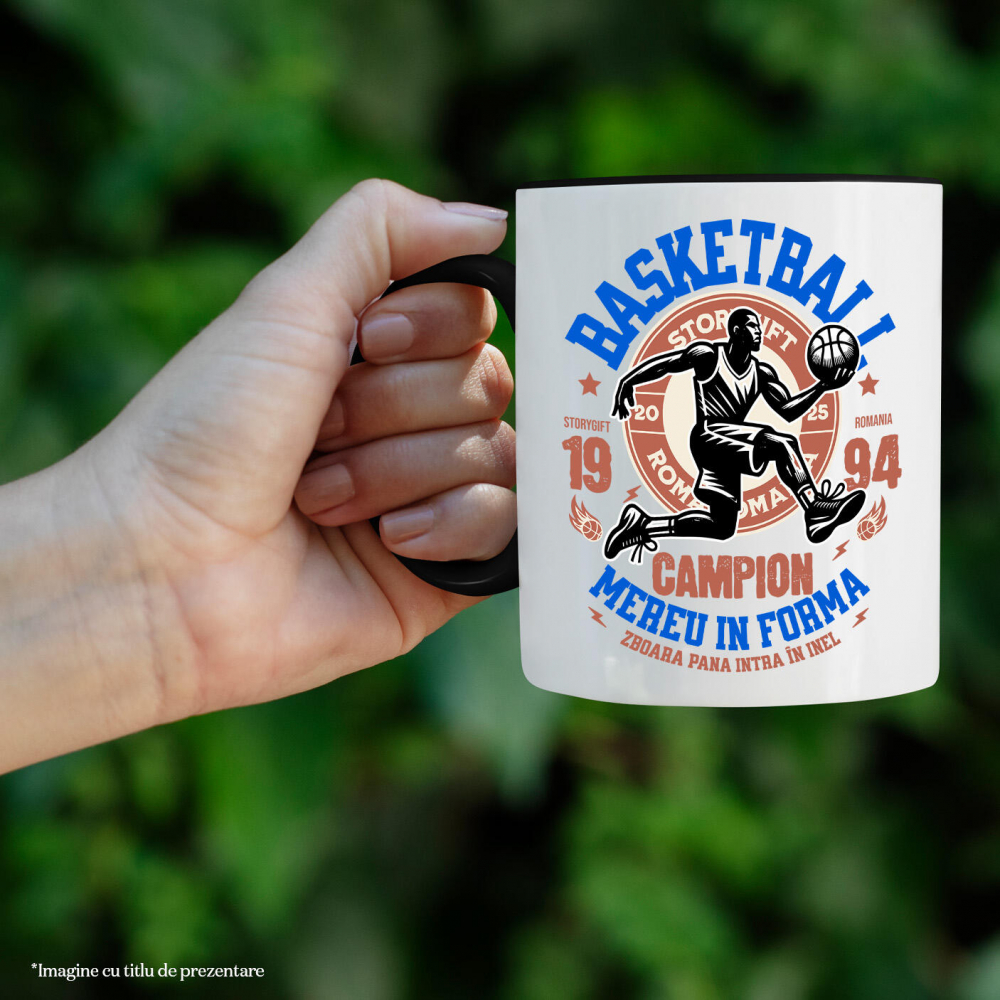 Cana Personalizata Minge Baschet Motivational – Campion și Joc În Echipa Sportivă [2]