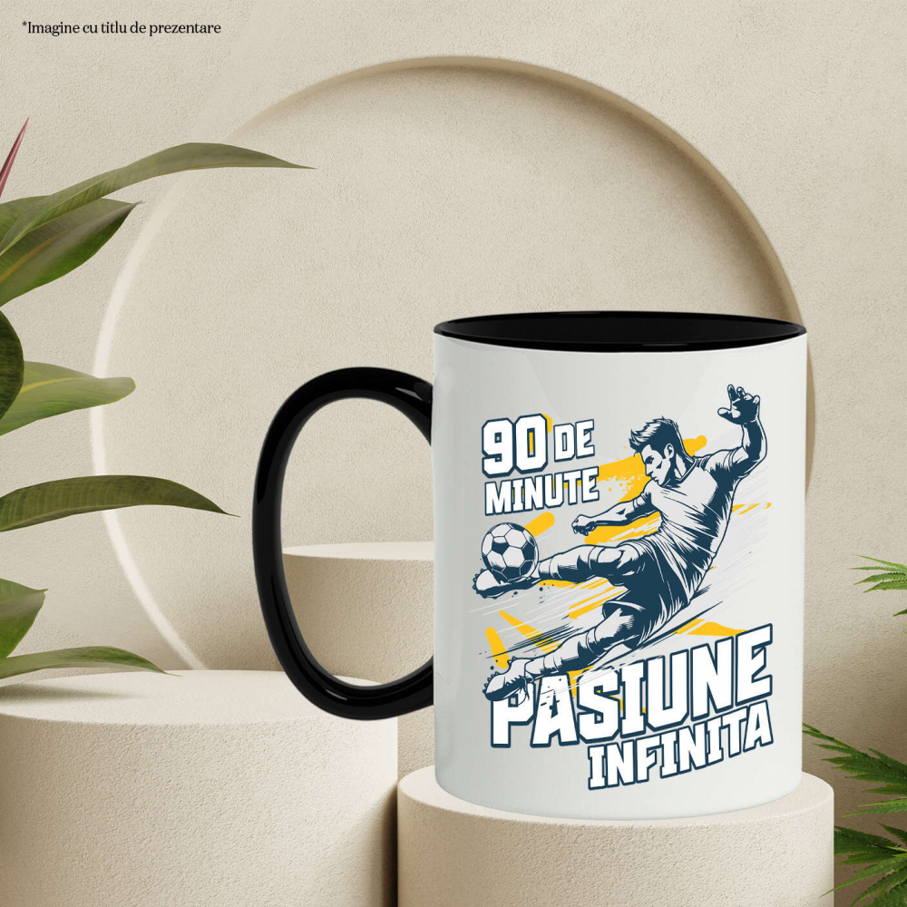 Cana Personalizata Jucător Fotbal Campion – Lovitură Minge Sport Motivational „90 Minute Pasiune Infinita” [3]
