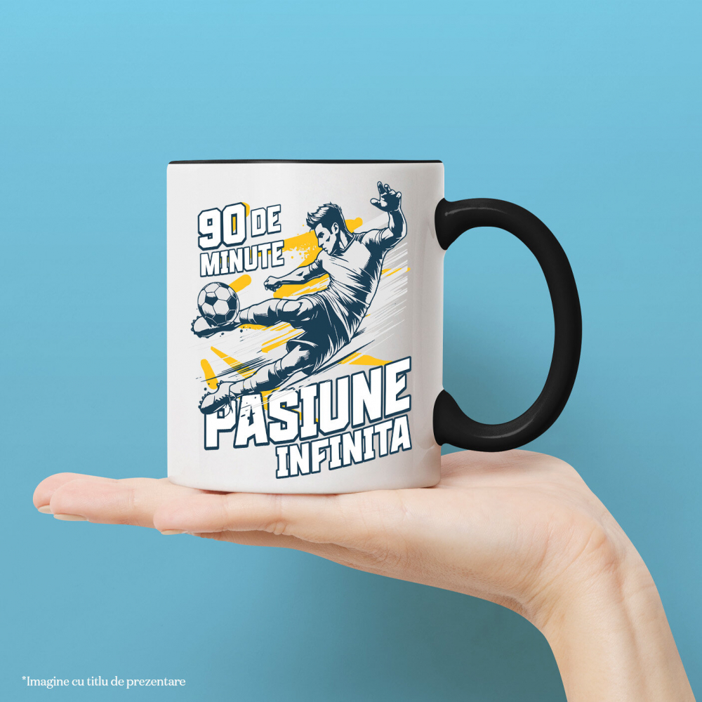 Cana Personalizata Jucător Fotbal Campion – Lovitură Minge Sport Motivational „90 Minute Pasiune Infinita” [2]