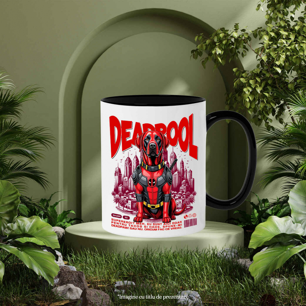Cana Personalizata Labrador Retriever în Costum Deadpool - Cadou Personalizat pentru Copii și Familie [3]