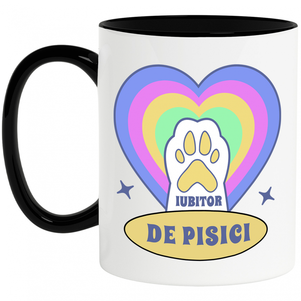 Cana Personalizata Lăbuță Pisică Albă În Inimă Multicolor „Iubitor De Pisici” – Cadou Personalizat Pentru Iubitorii De Pisici [1]