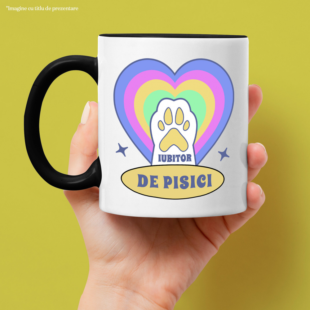 Cana Personalizata Lăbuță Pisică Albă În Inimă Multicolor „Iubitor De Pisici” – Cadou Personalizat Pentru Iubitorii De Pisici [2]