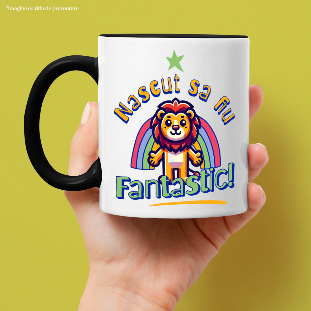 Cana Personalizata Leu cu Coamă Curcubeu Fericit – Cadou Personalizat pentru Copii și Familie [2]
