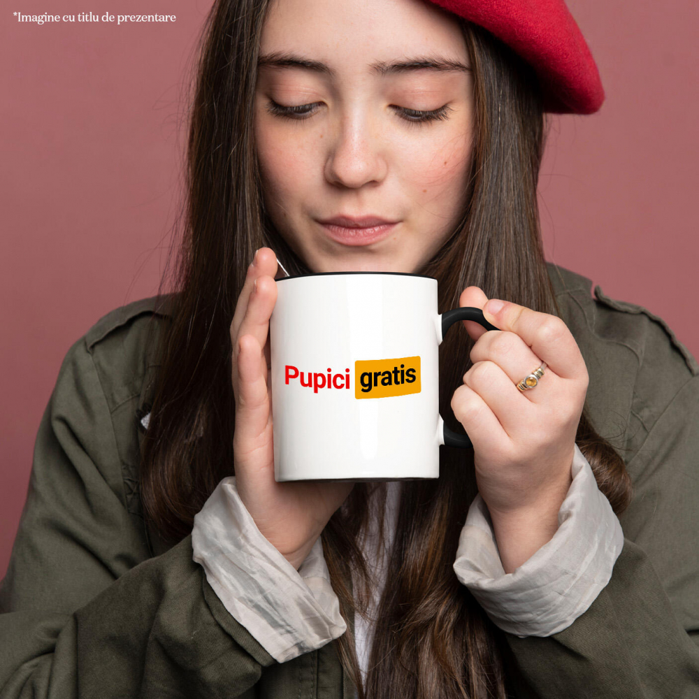 Cana Personalizata Logo Haios Roșu Galben cu Mesaje de Dragoste și Pupici - Cadouri Personalizate Amuzante pentru Familie și Prieteni [2]