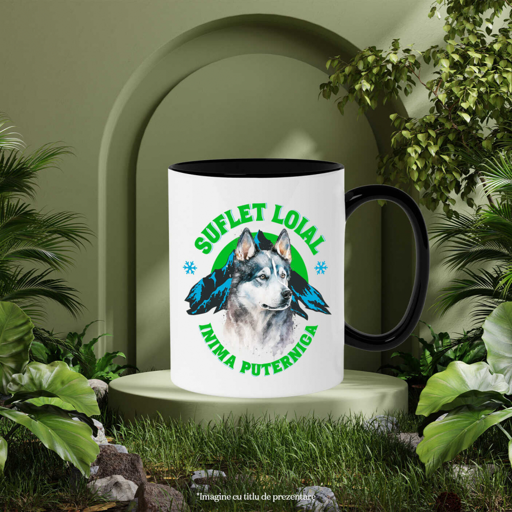 Cana Personalizata Tricou Personalizat Lup Salbatic Husky – Suflet Loial și Inimă Puternică | Cadou pentru Iubitori de Câini [3]