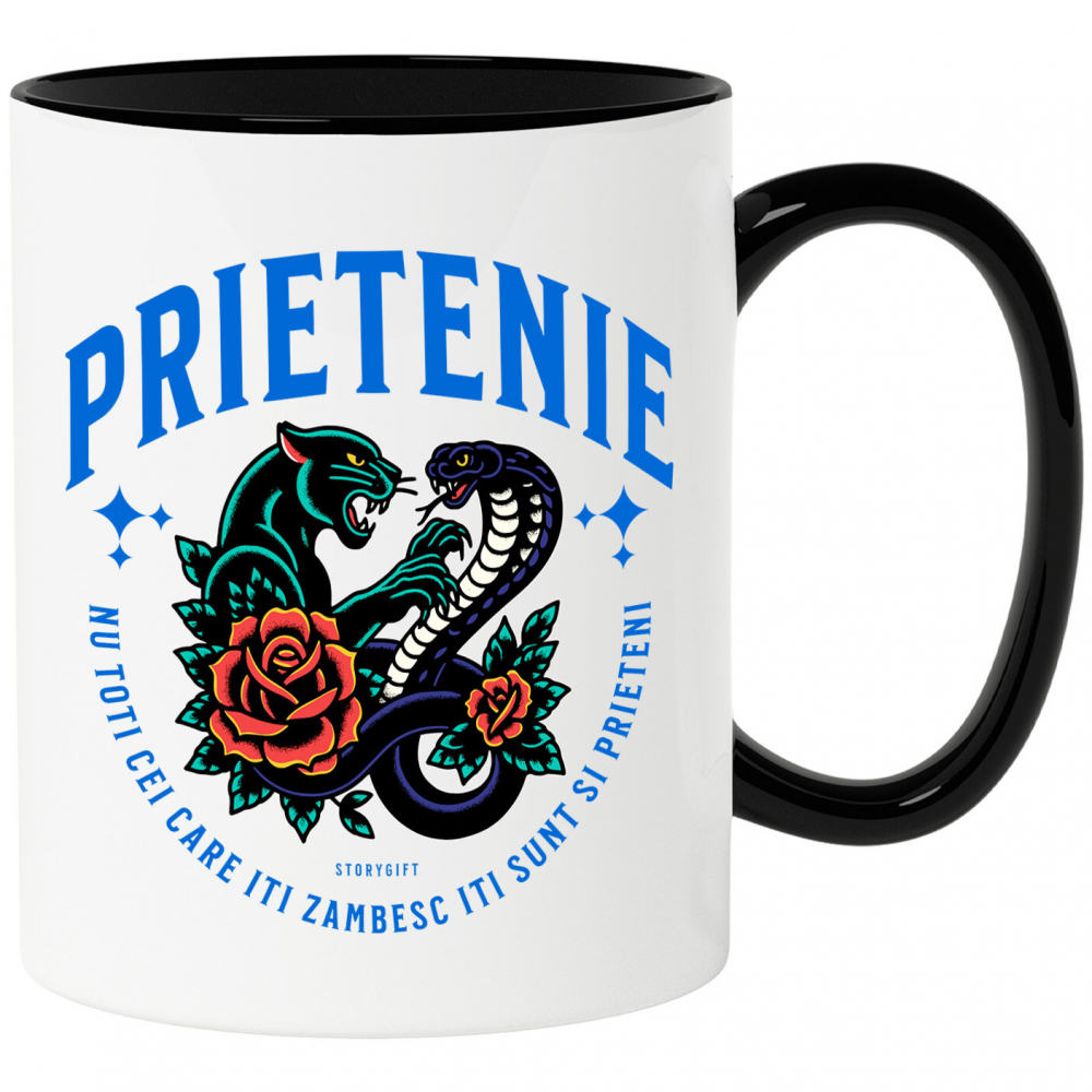 Cana Personalizata „Cadou Personalizat Tigru Furios și Sarpe Periculos cu Trandafiri Roșii – Mesaj despre Prietenie Adevărată” [1]